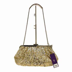 NWT GOLD SILVER SEQUIN JENNIFER LOPEZ ISADORA EVENING BAG CLUTCH PURSE ORIG $89!